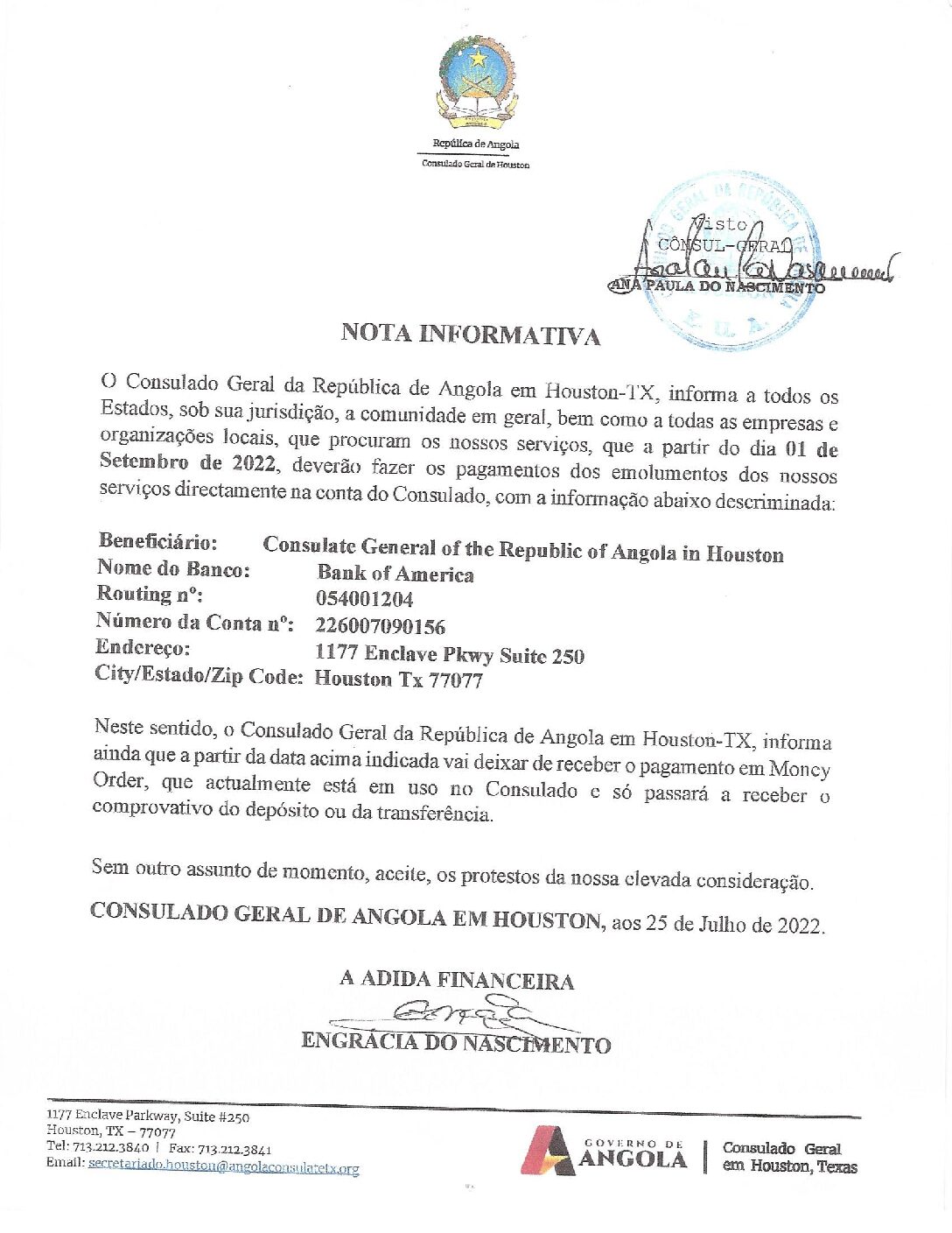 República De Angola Consulado Geral De Houston Tx Consulate General Of The Republic Of Angola 1918